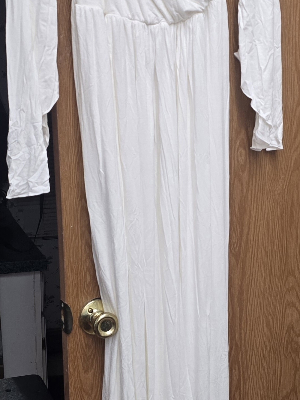 White Long Sleeve Maxi Dress- Materity